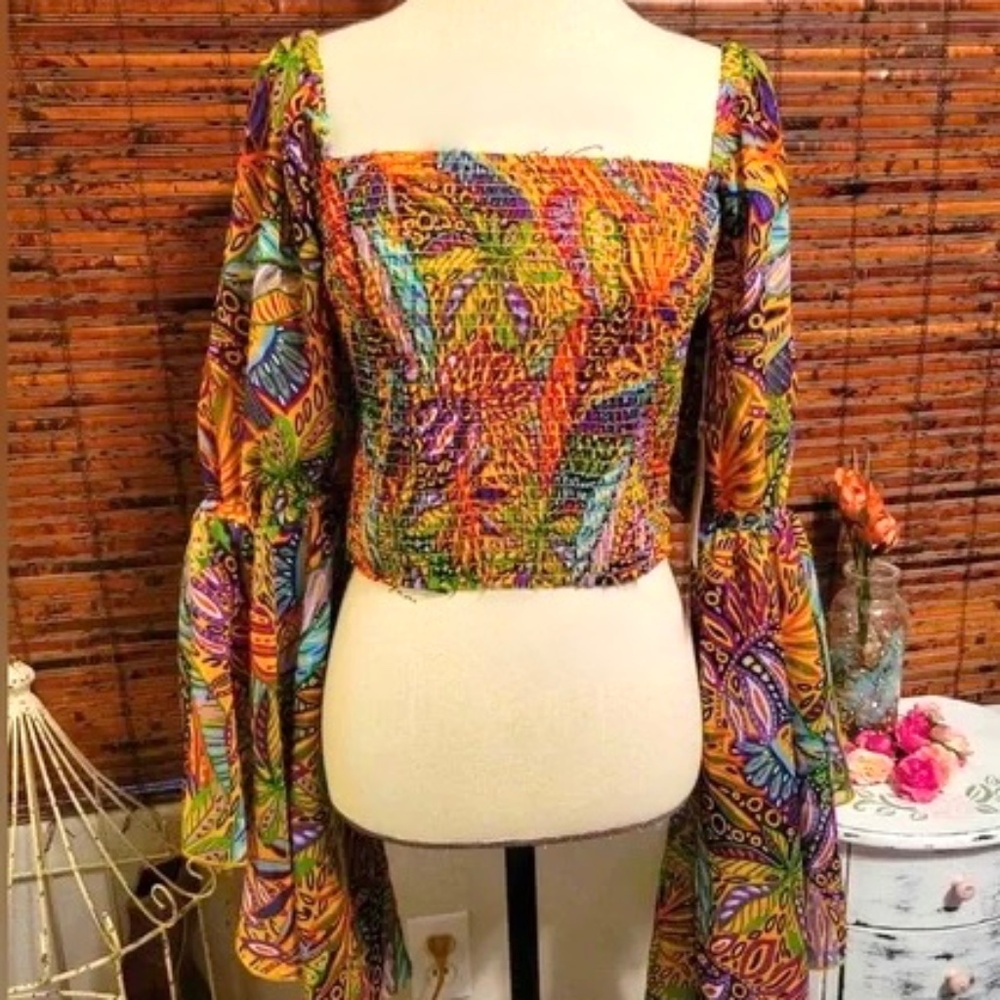 Authentic Live 4 Truth Multicolor Boho Blouse (can be worn on or off the shoulde